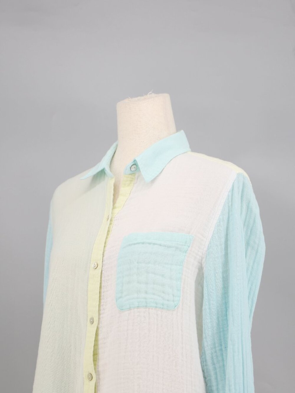 RAILS Ellis Mint Cotton Gauze Colorblock Button Down Shirt Size S - Picture 3 of 6